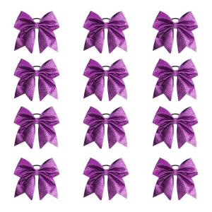 imageOaoleer 12PCS 7quot Large Glitter Cheer Hair Bows Ponytail Holder Elastic Band Handmade for Cheerleading Teen Girls College Sports Glitter Black 12PCSGlitter Purple 12PCS