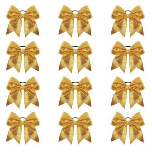 imageOaoleer 12PCS 7quot Large Glitter Cheer Hair Bows Ponytail Holder Elastic Band Handmade for Cheerleading Teen Girls College Sports Glitter Black 12PCSGlitter Gold 12PCS