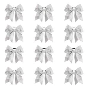 imageOaoleer 12PCS 7quot Large Glitter Cheer Hair Bows Ponytail Holder Elastic Band Handmade for Cheerleading Teen Girls College Sports Glitter Black 12PCSGlitter Silver 12PCS