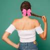 image16PCS 8quot Large Cheer Hair Bows Ponytail Holder Elastic Band Handmade for Cheerleading Teen Girls College Sports 16 Pcs OrangeHot Pink