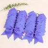 image16PCS 8quot Large Cheer Hair Bows Ponytail Holder Elastic Band Handmade for Cheerleading Teen Girls College Sports 16 Pcs OrangeLight Purple