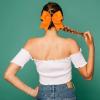 image16PCS 8quot Large Cheer Hair Bows Ponytail Holder Elastic Band Handmade for Cheerleading Teen Girls College Sports 16 Pcs OrangeOrange