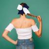 image16PCS 8quot Large Cheer Hair Bows Ponytail Holder Elastic Band Handmade for Cheerleading Teen Girls College Sports 16 Pcs OrangeWhiteNavy Blue