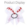 image16PCS 8quot Large Cheer Hair Bows Ponytail Holder Elastic Band Handmade for Cheerleading Teen Girls College Sports White 1 Count Pack of 16Baseball White