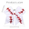 image16PCS 8quot Large Cheer Hair Bows Ponytail Holder Elastic Band Handmade for Cheerleading Teen Girls College Sports White 1 Count Pack of 16Baseball White