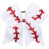 image16PCS 8quot Large Cheer Hair Bows Ponytail Holder Elastic Band Handmade for Cheerleading Teen Girls College Sports White 1 Count Pack of 16Baseball White