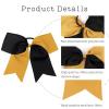 image16PCS 8quot Large Cheer Hair Bows Ponytail Holder Elastic Band Handmade for Cheerleading Teen Girls College Sports White 1 Count Pack of 16BlackGold