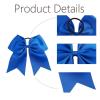 image16PCS 8quot Large Cheer Hair Bows Ponytail Holder Elastic Band Handmade for Cheerleading Teen Girls College Sports White 1 Count Pack of 16Blue