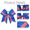 image16PCS 8quot Large Cheer Hair Bows Ponytail Holder Elastic Band Handmade for Cheerleading Teen Girls College Sports White 1 Count Pack of 16Flag Blue