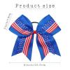 image16PCS 8quot Large Cheer Hair Bows Ponytail Holder Elastic Band Handmade for Cheerleading Teen Girls College Sports White 1 Count Pack of 16Flag Blue