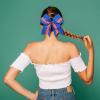 image16PCS 8quot Large Cheer Hair Bows Ponytail Holder Elastic Band Handmade for Cheerleading Teen Girls College Sports White 1 Count Pack of 16Flag Blue