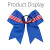 image16PCS 8quot Large Cheer Hair Bows Ponytail Holder Elastic Band Handmade for Cheerleading Teen Girls College Sports White 1 Count Pack of 16Flag Blue