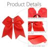 image16PCS 8quot Large Cheer Hair Bows Ponytail Holder Elastic Band Handmade for Cheerleading Teen Girls College Sports White 1 Count Pack of 16Red