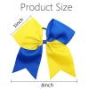 image16PCS 8quot Large Cheer Hair Bows Ponytail Holder Elastic Band Handmade for Cheerleading Teen Girls College Sports White 1 Count Pack of 16Royal BlueYellow