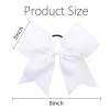 image16PCS 8quot Large Cheer Hair Bows Ponytail Holder Elastic Band Handmade for Cheerleading Teen Girls College Sports White 1 Count Pack of 16White