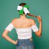 image16PCS 8quot Large Cheer Hair Bows Ponytail Holder Elastic Band Handmade for Cheerleading Teen Girls College Sports White 1 Count Pack of 16WhiteGreen