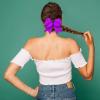 imageOaoleer 21PCS 8quot Large Cheer Bows White Bows Jumbo Cheerleader Bow with Ponytail Holder Elastic Band Handmade for Cheerleading Teen Girls College SportsPurple 21PCS