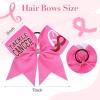 imageOaoleer 7 Inch Breast Cancer Awareness Cheerleader Bow Large Hair Bow With Ponytail Holder Hair Band For Breast Cancer MonthHot Pink