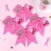 imageOaoleer 7 Inch Breast Cancer Awareness Cheerleader Bow Large Hair Bow With Ponytail Holder Hair Band For Breast Cancer MonthHot Pink