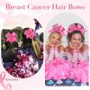 imageOaoleer 7 Inch Breast Cancer Awareness Cheerleader Bow Large Hair Bow With Ponytail Holder Hair Band For Breast Cancer MonthHot Pink