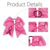 imageOaoleer 7 Inch Breast Cancer Awareness Cheerleader Bow Large Hair Bow With Ponytail Holder Hair Band For Breast Cancer MonthPink