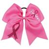 imageOaoleer 7 Inch Breast Cancer Awareness Cheerleader Bow Large Hair Bow With Ponytail Holder Hair Band For Breast Cancer MonthPink