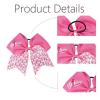 imageOaoleer 7 Inch Breast Cancer Awareness Cheerleader Bow Large Hair Bow With Ponytail Holder Hair Band For Breast Cancer Monthpinkwhite