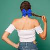 imageOaoleer 8inch Jumbo Large Cheer Bows Ponytail Holder Elastic Band Handmade Boutique Hair Accessories for Cheerleading Teen Girls College Women Sports 1PCS WhiteRoyal Blue