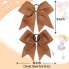 imageOaoleer 8inch Jumbo Large Cheer Bows Ponytail Holder Elastic Band Handmade Boutique Hair Accessories for Cheerleading Teen Girls College Women Sports 1PCS WhiteBrown