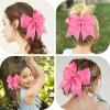 imageOaoleer Hair Bow 4PCS 77 inches 18cm Breast Cancer Awareness Cheerleader Bow with Ponytail Holder for Breast Cancer Month PU Pink BButterfly Hope