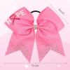 imageOaoleer Hair Bow 4PCS 77 inches 18cm Breast Cancer Awareness Cheerleader Bow with Ponytail Holder for Breast Cancer Month PU Pink BButterfly Hope