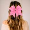 imageOaoleer Hair Bow 4PCS 77 inches 18cm Breast Cancer Awareness Cheerleader Bow with Ponytail Holder for Breast Cancer Month PU Pink BButterfly Hope