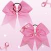 imageOaoleer Hair Bow 4PCS 77 inches 18cm Breast Cancer Awareness Cheerleader Bow with Ponytail Holder for Breast Cancer Month PU Pink BButterfly Hope