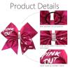imageOaoleer Hair Bow 4PCS 77 inches 18cm Breast Cancer Awareness Cheerleader Bow with Ponytail Holder for Breast Cancer Month PU Pink BGlitter Cheer Bows