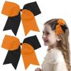 imageOAOLEER 2PCS 8quot Jumbo Cheer Bow Clip with Tails Large Cheerleading Hair Bows for Girls Teen Softball Cheerleader Outfit Uniform RedOrangeBlack