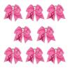 imageOaoleer 7 Inch Breast Cancer Awareness Cheerleader Bow Large Hair Bow With Ponytail Holder Hair Band For Breast Cancer MonthPink