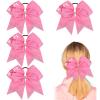 imageOaoleer Hair Bow 4PCS 77 inches 18cm Breast Cancer Awareness Cheerleader Bow with Ponytail Holder for Breast Cancer Month PU Pink BButterfly Hope