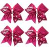 imageOaoleer Hair Bow 4PCS 77 inches 18cm Breast Cancer Awareness Cheerleader Bow with Ponytail Holder for Breast Cancer Month PU Pink BGlitter Cheer Bows