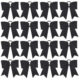 image16PCS 8quot Large Cheer Hair Bows Ponytail Holder Elastic Band Handmade for Cheerleading Teen Girls College Sports 16 Pcs OrangeBlack  Big Bows