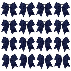 image16PCS 8quot Large Cheer Hair Bows Ponytail Holder Elastic Band Handmade for Cheerleading Teen Girls College Sports 16 Pcs OrangeNavy