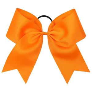 image16PCS 8quot Large Cheer Hair Bows Ponytail Holder Elastic Band Handmade for Cheerleading Teen Girls College Sports 16 Pcs OrangeOrange
