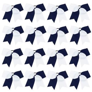 image16PCS 8quot Large Cheer Hair Bows Ponytail Holder Elastic Band Handmade for Cheerleading Teen Girls College Sports 16 Pcs OrangeWhiteNavy Blue