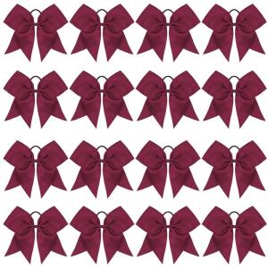image16PCS 8quot Large Cheer Hair Bows Ponytail Holder Elastic Band Handmade for Cheerleading Teen Girls College Sports White 1 Count Pack of 16Maroon
