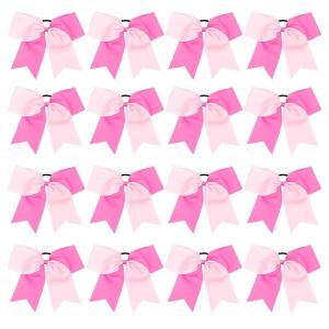 image16PCS 8quot Large Cheer Hair Bows Ponytail Holder Elastic Band Handmade for Cheerleading Teen Girls College Sports White 1 Count Pack of 16PinkHot Pink