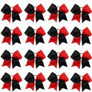 image16PCS 8quot Large Cheer Hair Bows Ponytail Holder Elastic Band Handmade for Cheerleading Teen Girls College Sports White 1 Count Pack of 16RedBlack