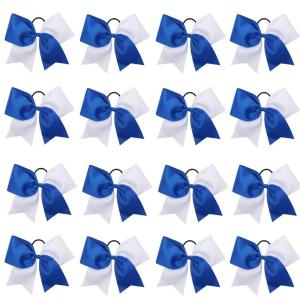 image16PCS 8quot Large Cheer Hair Bows Ponytail Holder Elastic Band Handmade for Cheerleading Teen Girls College Sports White 1 Count Pack of 16Royal blueWhite