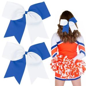 imageOAOLEER 2PCS 8quot Jumbo Cheer Bow Clip with Tails Large Cheerleading Hair Bows for Girls Teen Softball Cheerleader Outfit Uniform RedBlueWhite