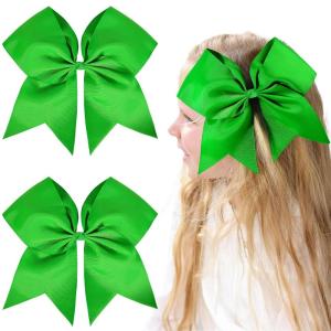 imageOAOLEER 2PCS 8quot Jumbo Cheer Bow Clip with Tails Large Cheerleading Hair Bows for Girls Teen Softball Cheerleader Outfit Uniform RedGreen