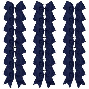 imageOaoleer 21PCS 8quot Large Cheer Bows White Bows Jumbo Cheerleader Bow with Ponytail Holder Elastic Band Handmade for Cheerleading Teen Girls College SportsNavy 21PCS