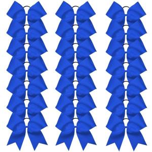 imageOaoleer 21PCS 8quot Large Cheer Bows White Bows Jumbo Cheerleader Bow with Ponytail Holder Elastic Band Handmade for Cheerleading Teen Girls College SportsRoyal Blue 21PCS